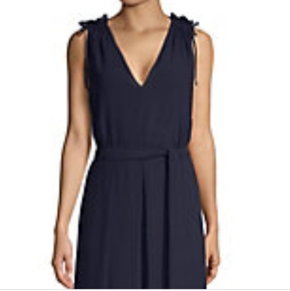 Vince Camuto Chiffon Cropped Leght Navy Blue size 10 Jumpsuit - Picture 2 of 13
